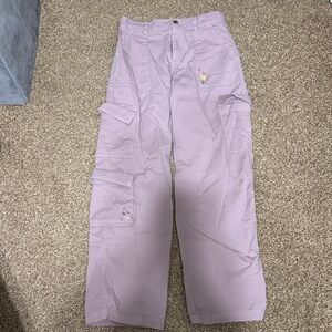 SO Lilac Cargo Pants with Floral Detail